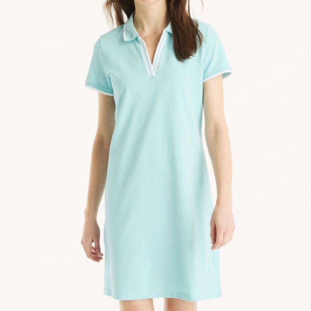 NAUTICA Classic Fit Short Sleeve Polo Dress in Porcelain Spring Blue